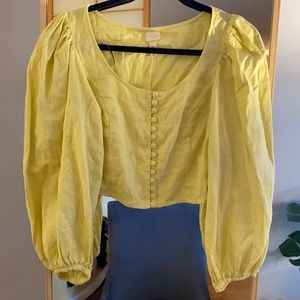 H&M Yellow cropped blouse